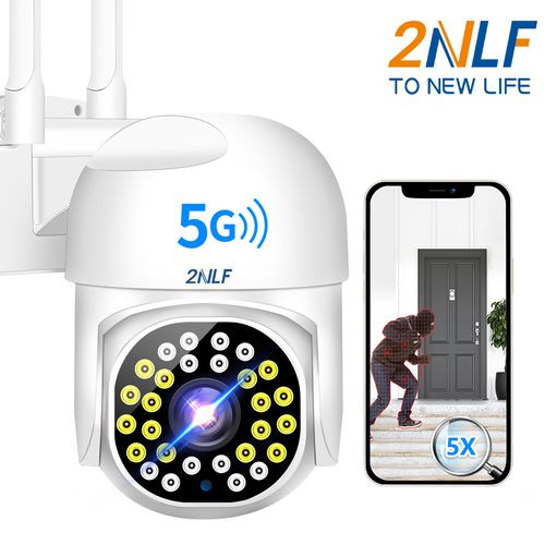 2NLF 5g Wifi Security Cameras With LED Alarm 1080p White